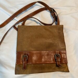 Nino Bossi Tan and Brown Leather Shoulder Bag messenger
